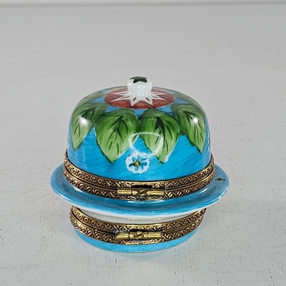 Limoges France Peint Main Trinket Box With Cheese Platter Double Hinged - Picture 3 of 8